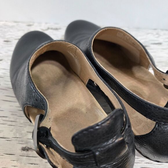 DANSKO Sassy Black Milled Burnished Leather Platform Block Heel Shoes 38 / 7.5-8 - Picture 5 of 7